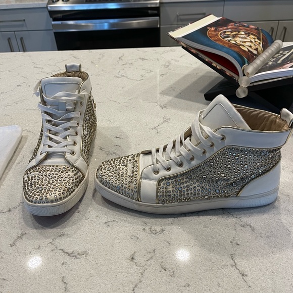 Christian Louboutin Rare Swarovski Crystals White Sneaker EUR 45 - Picture 3 of 8